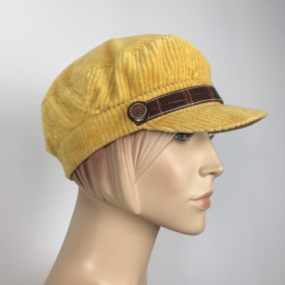 yellow newsboy hat